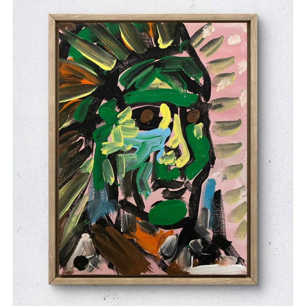 OMAN Original Native American Abstract Portrait Painting 8x10 Expressionist Art